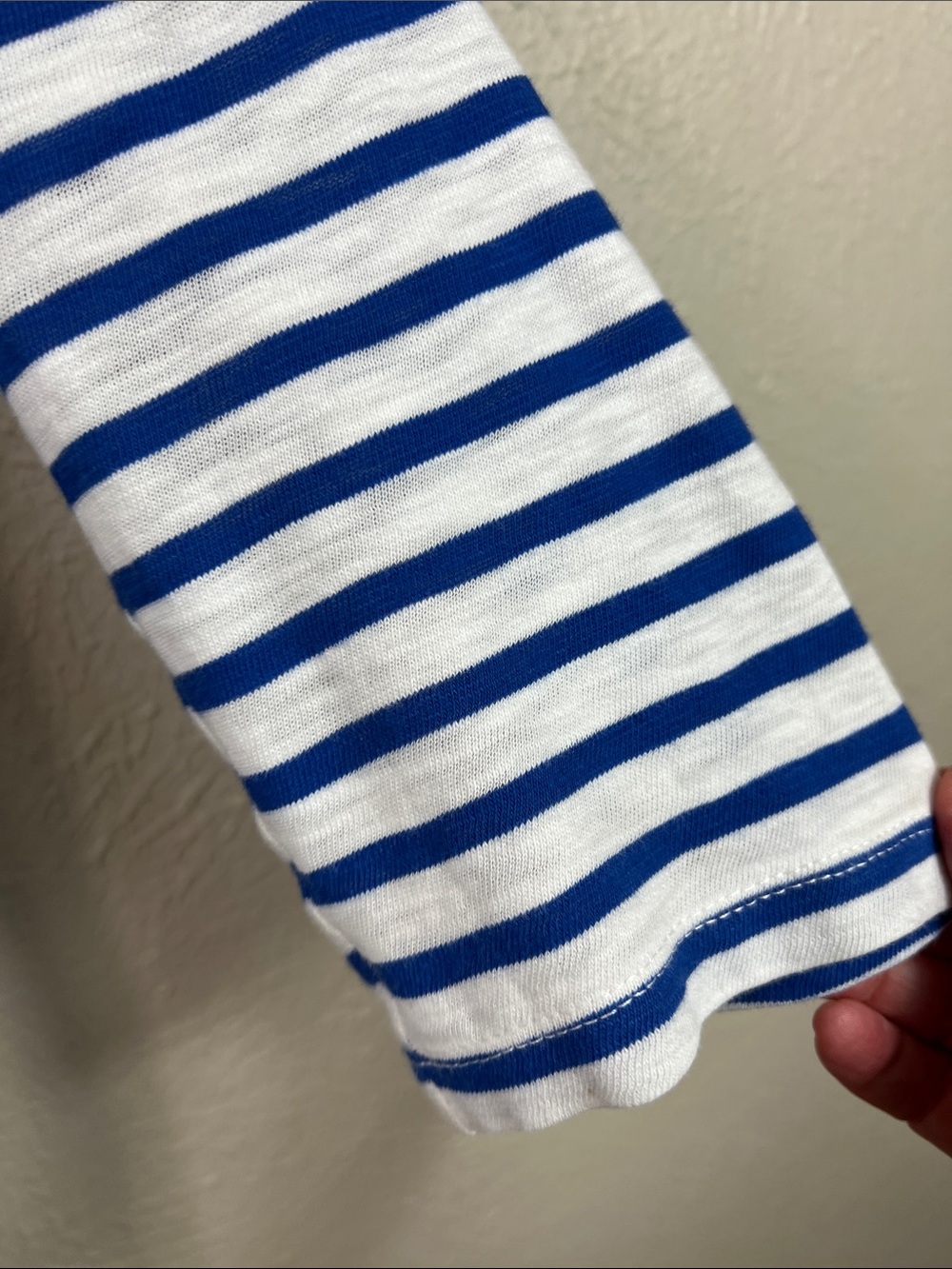 J. Crew Blue & White Stripe Back Zip 3/4 Sleeve Scoop Neck Top Medium - Picture 3 of 7